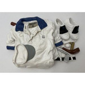 Vintage Resin Golf Trinket Box Giuseppi 1991 Golf Ball Clubs Polo Cap Shoes EUC